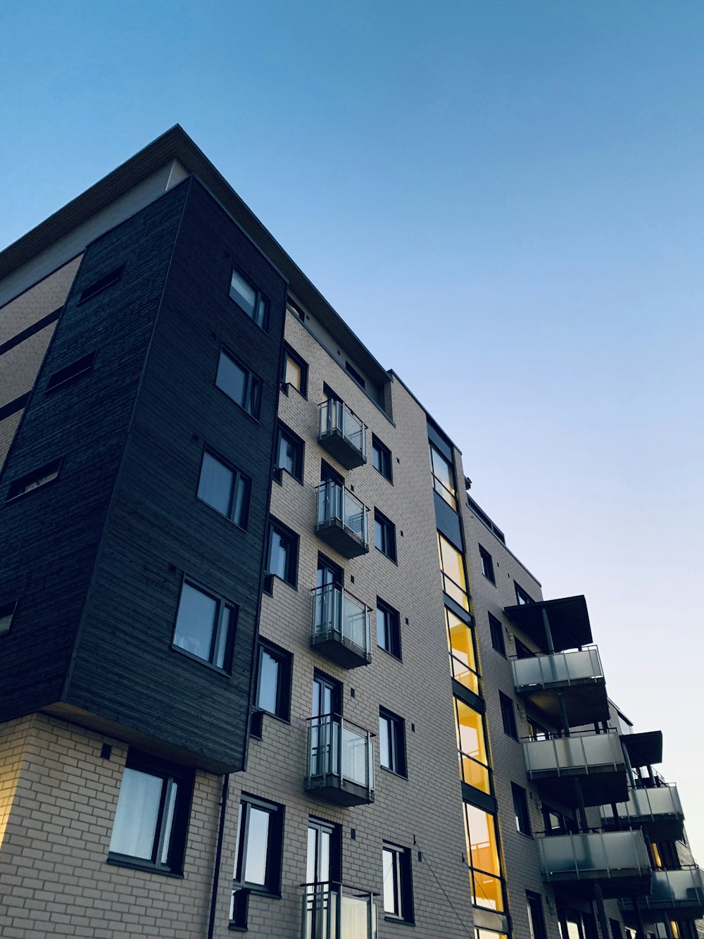 Modern condominium buildings at night